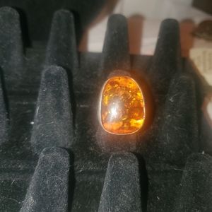Vintage Sterling silver and Amber Ring
